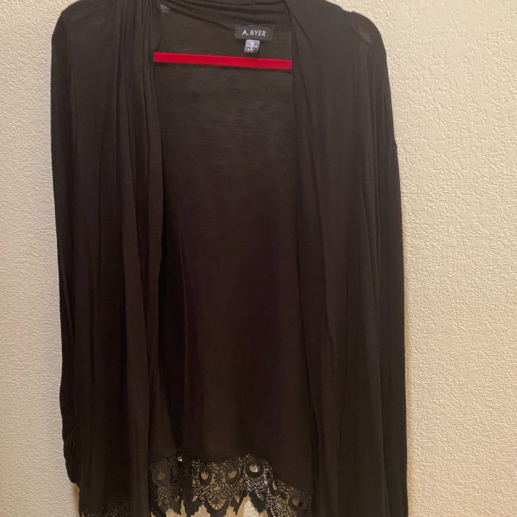 A. Byer Open Front Sweater With Lace Nwot